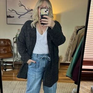 Thread & Supply cozy oversized duster longline Dark Gray Cardigan sz XL knit